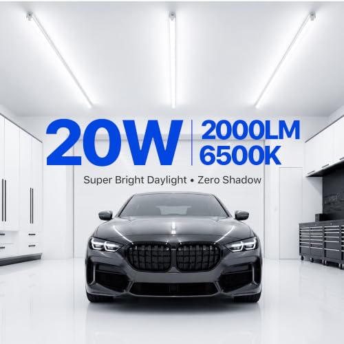 Ensenior 4FT LED Shop Lights, T5 6500K Super Bright Garage Lighting, 2 Pack