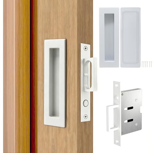 Dontay Sliding Pocket Door Handles,Heavy Duty Flush Edge Pull,6'',White - color: White, size: 6 Inch (150 mm)