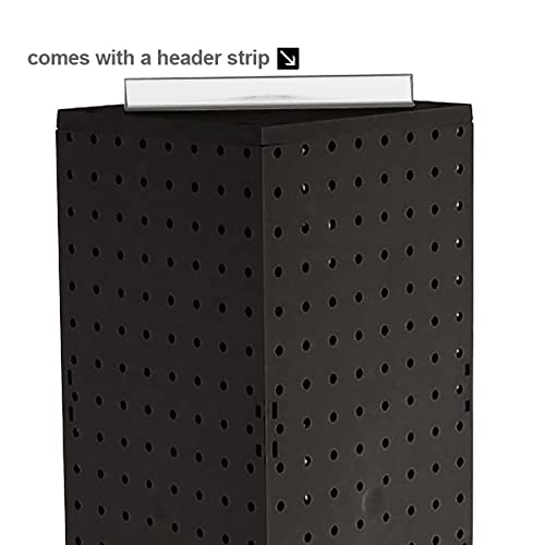Azar Displays 703385-BLK-4B24, Four-Sided Revolving 8"W x 20"H Pegboard Counter Display w/ 24 Hooks- 4” Length, Black - color: Black, style: Pegboard + Hooks