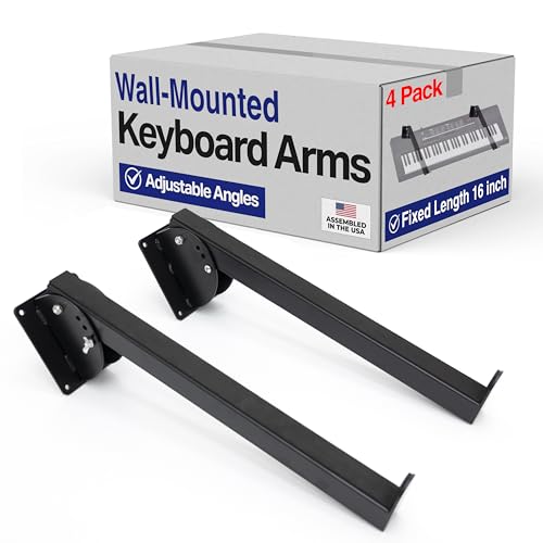 Victory Display WALL-MOUNTED Keyboard Arms – Fixed Length Keyboard Wall Mount, Space-Saving Keyboard arms for Home Studios and retail stores, Displays keyboard at 45°, 65° & 90° Angles – 1 Pairs (16")