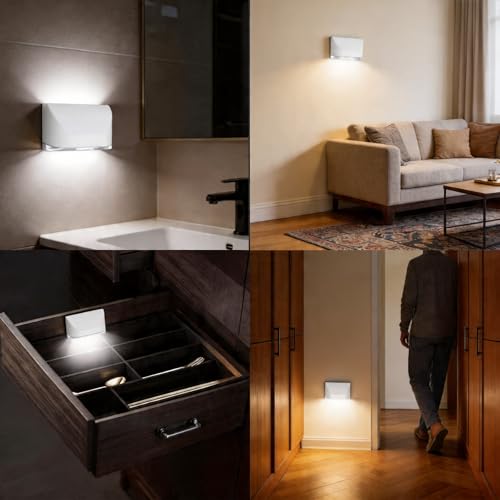 Motion Sensor Key Light for Door，Small Night Lights Battery Powered White - color: White