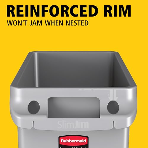 Rubbermaid Commercial Products Slim Jim Trash Can, Gray, 23-Gallon - color: Gray, size: 23 Gal