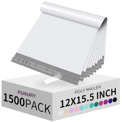 Fuxury 12x15.5" Poly Mailers 1500Pcs,Bulk Shipping Bags For Clothing,White - color: White, size: 12x15.5" 1500pcs