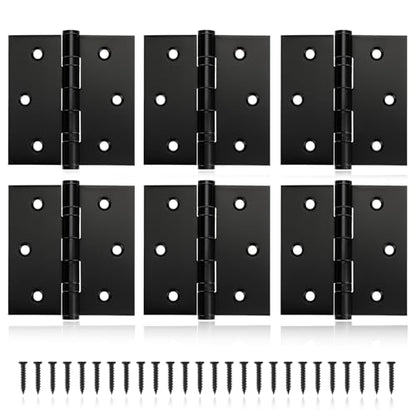 6 Pack Black Door Hinges 3 x 3 Inches, Stainless Steel Ball Bearing Hinges with Screws, Square Corner, Smooth and Quiet - size: 3x3inch - 6 Pack