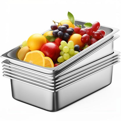 6 Pack Hotel Pans Full Size 6" Deep Stainless Steel Steam Table Pan - color: 6 INCH, size: 1/1 SIZE