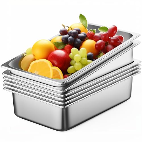 6 Pack Hotel Pans Full Size 6" Deep Stainless Steel Steam Table Pan - color: 6 INCH, size: 1/1 SIZE
