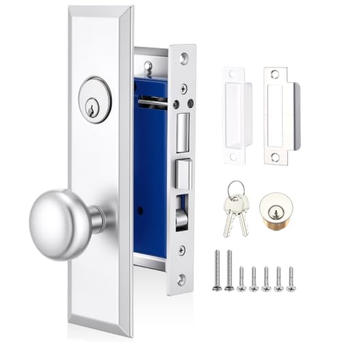 Tandefio 1 Set Mortise Lock with 2-1/2" Backset, Right Hand, Silver - style: Right Hand