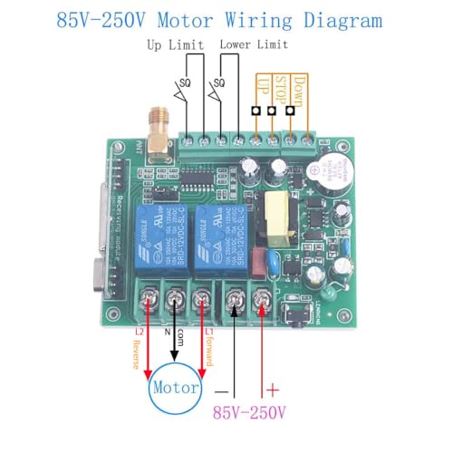 110V 120V 220V Motor Forward Reverse Remote Switch, 2 Channel Relay