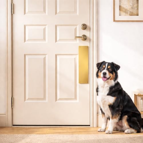 Panther Armor 4x12 in Gold Door Push Plate, Dog Scratch Door Protector - color: Gold, size: Push Plate [4x12in]