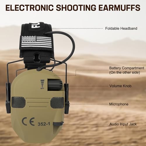 Floriogra 2 Pack Electronic Ear Protection for Shooting with 5X Sound Amplification,Gun Range Hearing Protection Muffs， NRR 26dB Noise Reduction Muffs for Gun Range and Hunting/Shooting - color: Black&brown