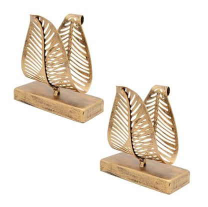Set of 2 Freestanding Modern Napkin Holder with Leaf Design, Tabletop Tissue Dispenser, Countertop Napkin Storage Organizer – Bronze - color: Bronze 2Set