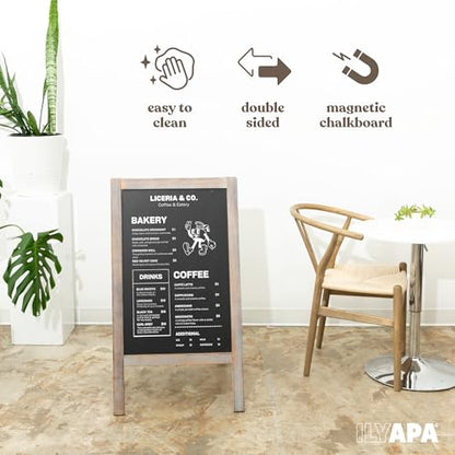 Ilyapa A Frame Chalk Board Easel Sign 40x20 in - Sandwich Signs Outdoor - color: Rustic Grey Wash