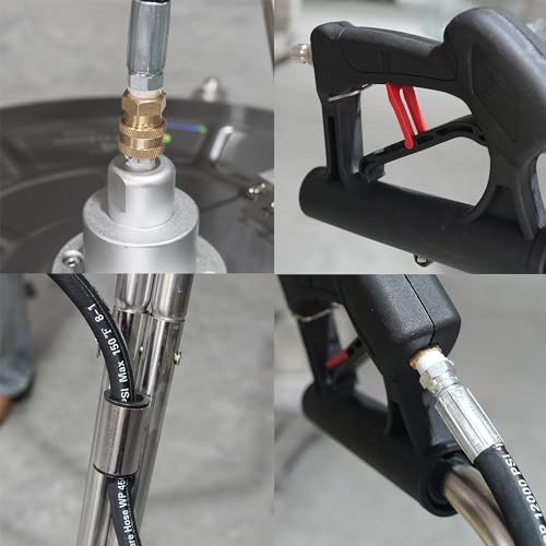 Hourleey 24" Pressure Washer Surface Cleaner with Dual Handles, Stainless Steel Surface Cleaner with 4 Wheels for Driveways, Pathway, Sidewalks, Patios, Decks, 4500 PSI with 3/8" Quick Connector Kit - size: 24 Inch