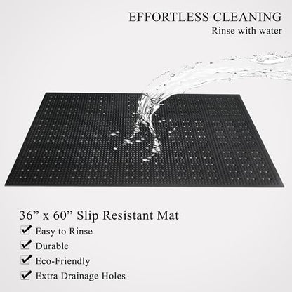 A1HC Anti Fatigue Multi-Purpose Rubber Floor Mat, 36X60 Inches, Grease Proof Drainage Mat for Restaurants, Commercial Kitchen Mat,Pool Entrance Mat,Garage Mat, Anti Slip Waterproof Rubber Mat, Black - color: Black Extra Drainage