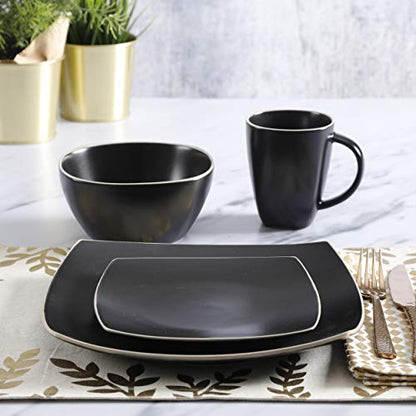 Gibson Home Soho Lounge Dinnerware Set, Service for 4 (16pcs), Matte Black - color: Matte Black