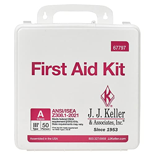J. J. Keller First Aid Kit, 50 Person 184 Pieces, ANSI Class A, OSHA, Plastic, Waterproof