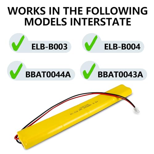 Ni-Cd 9.6V 900mAh BBAT0043A Exit Sign Emergency Light Battery, 2 Pack