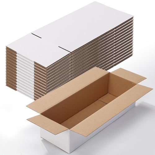 Calenzana 12x4x3 Shipping Boxes Set of 25, White Corrugated Cardboard Box for Mailing Packing Gifts Small Business - size: 12x4x3, style: 25 Pack