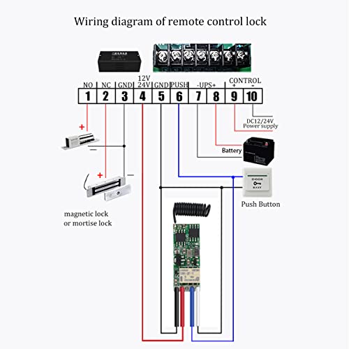 Smart Home 433MHz Universal Mini Wireless RF Remote Control Switch DC 5V 6V 9V 12V Electromagnetic Lock Fingerprint Lock Relay Output Control Module (Latching-1 Switch)