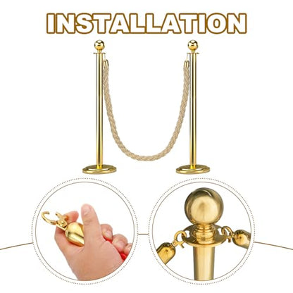 MECCANIXITY Twisted Stanchion Rope 6.6Ft/2M Barrier Rope w Hooks - color: Champagne Golden, size: 6.6 Ft