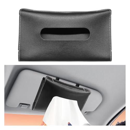 Car Visor Tissue Holder - Leather Tissue Box Holders Car Mask Dispenser - Hanging Car Napkin Holder Auto Tissues Dispenser - Rectangular Mask Holders Sun Visor Accessory for Vehicles (Black) - color: Black