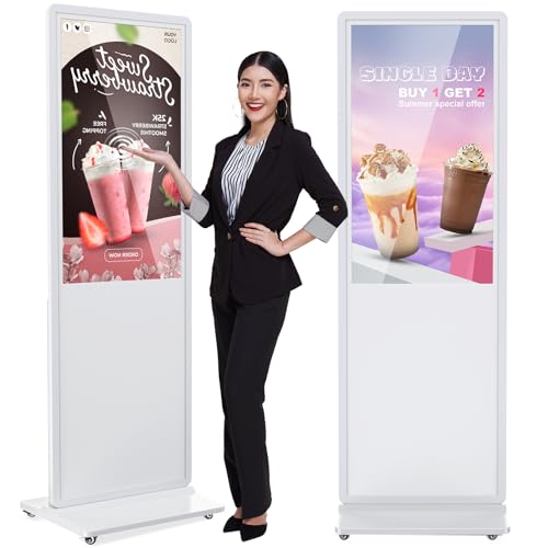 43 inch Indoor Digital Signage Touchscreen IPS Floor Standing Digital Kiosks Interactive Displays with WiFi HDMI/USB Input Auto AD Player, Android OS White - color: White, size: 43 inch, style: Touch-Screen