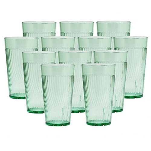 TrueCraftware- 8 oz. Belize Tumbler/Drinking Cups Green Polycarbonate Set of 12-Premium Iced Tea Glasses Stackable Reusable Drinking Glasses Dishwasher Safe Break-Resistant for Home Restaurants - color: Green, size: 8 oz