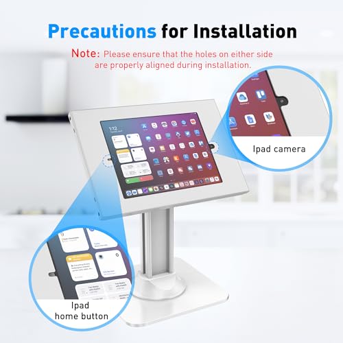 AboveTEK Anti-Theft iPad Kiosk Stand – POS iPad Security Stand & Locking Tablet Holder – Heavy Duty Base, 360° Swivel, 75° Tilt Bracket – Perfect for Retail Business (White) - color: White