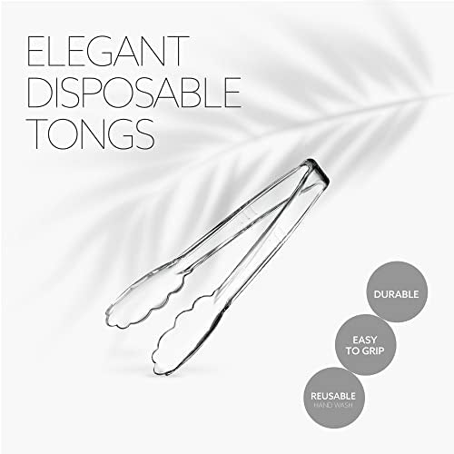 [Clear Tongs 7.5'' Inches] Plasticpro 7.5'' Serving Tongs Heavy Duty Reusable Kitchen and BBQ Clear Serving Tong for party's, Caterings, Events, Buffet, Weddings, And every Day use Pack of 12 - color: Clear, size: 12 x 7.5''