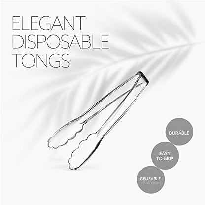 [Clear Tongs 7.5'' Inches] Plasticpro 7.5'' Serving Tongs Heavy Duty Reusable Kitchen and BBQ Clear Serving Tong for party's, Caterings, Events, Buffet, Weddings, And every Day use Pack of 12 - color: Clear, size: 12 x 7.5''