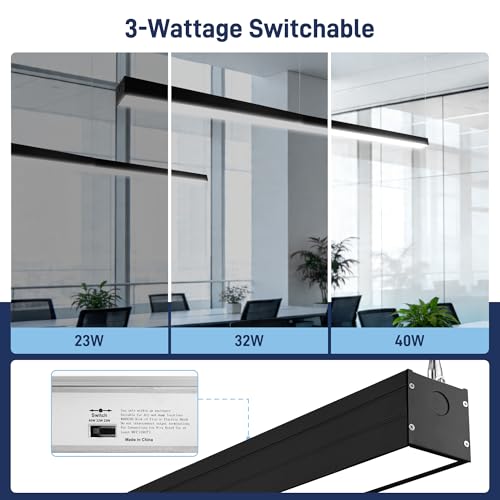 hykolity 4FT Linkable LED Linear Light, 23/32/40W 3CCT 3000K/4000K/5000K - color: Black, size: 4FT-4Pack