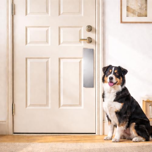 Panther Armor 4x12 in Silver Door Push Plate, Dog Scratch Door Protector - color: Silver, size: Push Plate [4x12in]