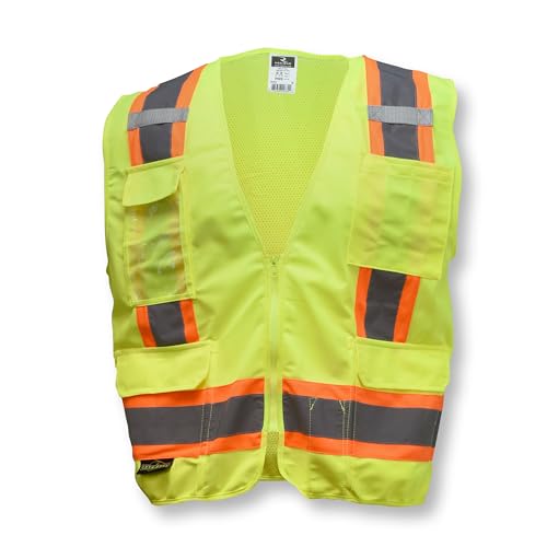 Radians SV6 Class 2 Surveyor Safety Vest, Solid Front, Mesh Back, Green, L - color: Safety Green, size: Large