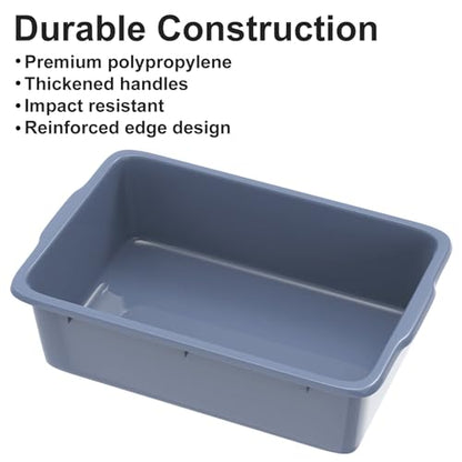 5 Pack Commercial Plastic Bus Tubs 8.6 Gallon (33L) - Heavy Duty Wash Basin & Dish Box Tote for Restaurant Kitchen Organization - 24.5" L x 16.5" W x 7" H Gray Utility Box - size: XL (24.5"L x 16.5"W x 7"H)