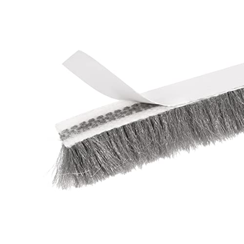 METALLIXITY Adhesive Brush Seal Weather Stripping (15/32"x9/32"x32.8ft), Door Brush Strip - for Sliding Sash Door Window Wardrobe Seal, Gray - color: Gray, size: 15/32"x9/32"x32.8ft