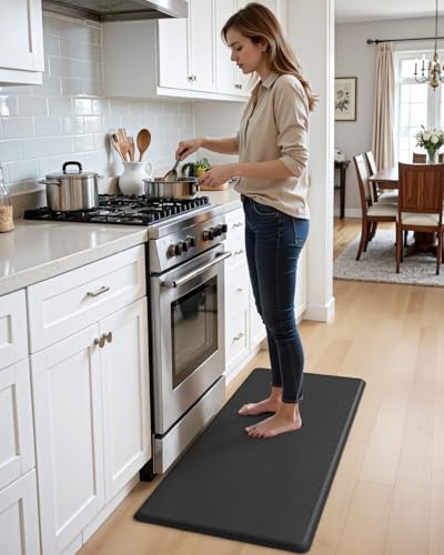 DEXI Anti Fatigue Kitchen Floor Mat Cushioned Standing Runner 48x20, Black - color: Black, size: 48"L x 20"W x 0.7"Th