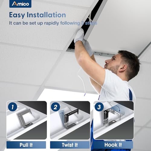 Amico 4 Pack 2x4 LED Flat Panel Light with 3CCT Selectable, 45W, ETL/FCC - size: 2x4 4Pack