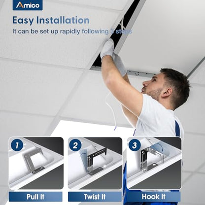 Amico 4 Pack 2x4 LED Flat Panel Light with 3CCT Selectable, 45W, ETL/FCC - size: 2x4 4Pack