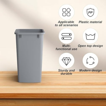 ROOMTEC 35QT Kitchen Trash Can,Lightweight and Sturdy Slim Trash Can,2 Pack - color: Grey, style: 2PCS