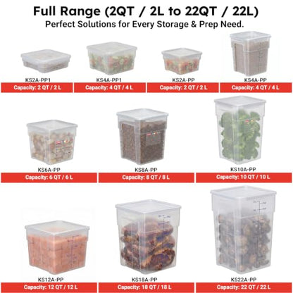 2 Pack 8 QT BPA-Free Translucent Polypropylene Commercial Food Storage Containers, Airtight Lids, Stackable Ingredient Storage for Flour, Sugar & Prep, 2 Markers Included - size: 2 X 8.0(QT)