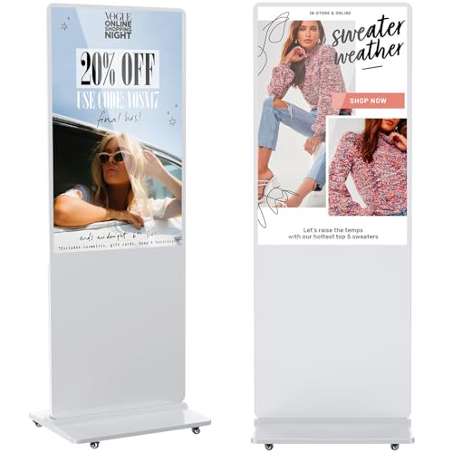 49 inch Indoor Digital Signage LCD Screen IPS Floor Standing Digital Kiosks Interactive Displays with WiFi HDMI/USB Input Auto AD Player, Android OS White - color: White, size: 49 inch, style: NonTouch-Screen