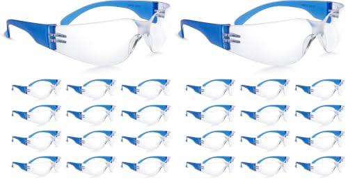 amoolo Safety Glasses for Men Bulk of 24, Protective Eyewear for Men Women, ANSI Z87.1 Impact Resistant Eye Protection for Work, Lab, Construction (Pack of 2) - color: Blue, size: Adult's Size - 48 Pack