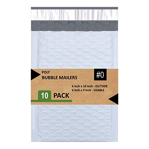 Sales4Less #0 Poly Bubble Mailers 6X10 Inches Shipping Padded Envelopes Self Seal Waterproof Cushioned Mailer 10 Pack - size: 6x10 Pack of 10