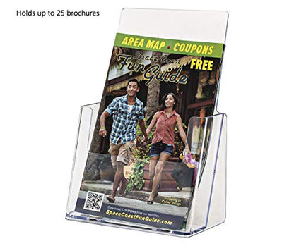 Bifold Brochure Holder 6" Slant Back Clear Acrylic Countertop Ad Display Stand by Marketing Holders