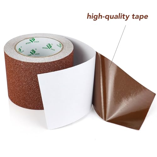 BOMEI PACK Anti Slip Traction Tape, 4 Inch x 16 Foot - Best Grip, Friction, Abrasive Adhesive for Stairs, Tread Step, Indoor, Outdoor (4" X 16') (Brown) - color: Brown