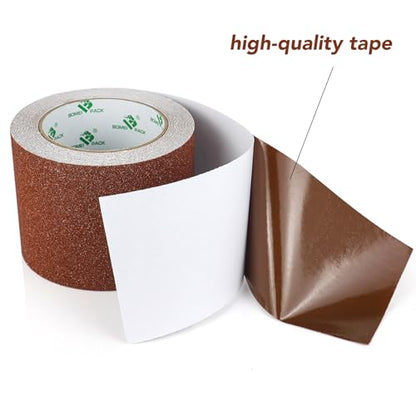 BOMEI PACK Anti Slip Traction Tape, 4 Inch x 16 Foot - Best Grip, Friction, Abrasive Adhesive for Stairs, Tread Step, Indoor, Outdoor (4" X 16') (Brown) - color: Brown