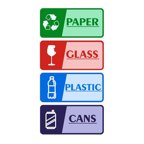 4PCS Recycle Stickers for Trash Bins，Self-adhesive Waterproof and Fade Resistant Trash Recycle Stickers, Recycling Labels for Trash Can for Home, Office, Apartment, Hotel, School and Public Area - color: paper Recycle Stickers