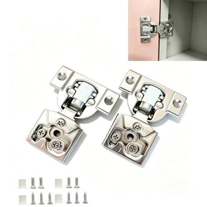 Soft‑Close 1/2" Overlay Cabinet Hinges, 105 Degree 3D Adjustable Concealed Hinges, Satin Nickel Finish, for Face Frame Kitchen Cabinet Doors, 2‑Pack (1 Pair) - size: 1/2inch Overlay