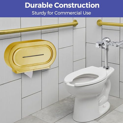 Stardrix Stainless Steel Twin Jumbo Toilet Paper Dispenser Wall Mount, 9" Commercial Double Roll Holder, Industrial Tissue Dispenser with Key Lock, Brushed Gold - color: Brushed Gold