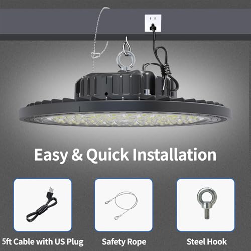 150W UFO High Bay LED Shop Lights, 6 Pack, 21000 LM, 5000K, AC110-277V